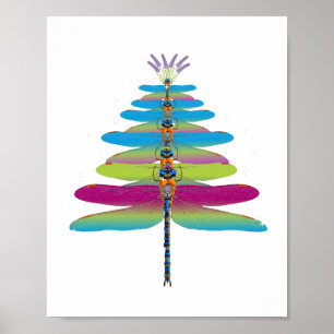 Poster Dragonfly Christmas Tree Drôle Insectes Lover Xmas
