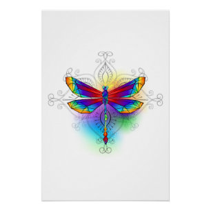Poster Dragonfly en arc-en-ciel