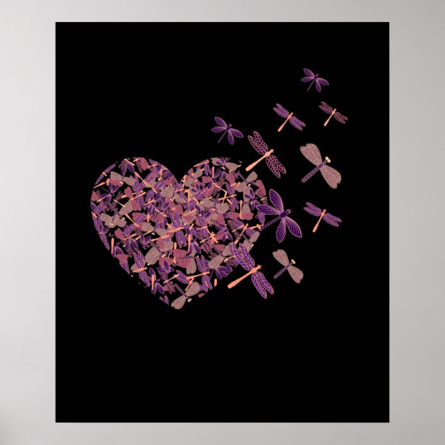 Poster Dragonfly Heart Flying from Heart Lover Classic (Devant)