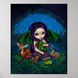 Poster Dragonling Garden 3 imaginaire fée dragon Art Impr