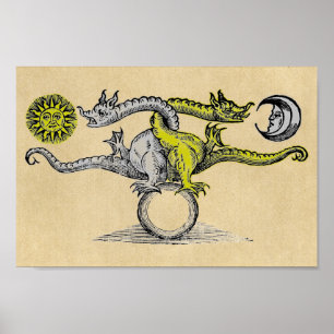 Poster Dragons d'or et d'argent
