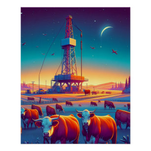 Poster Drague et bétail Herford à la nuit