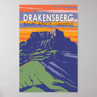 Drakensberg Afrique du Sud Lesotho Travel Art Retr