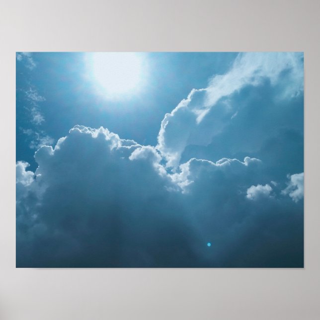Poster-Dramatisches Sonnenlicht durch Wolken Poster (Vorne)