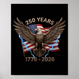 Poster Drapeau Aigle 250 Ans 1776-2026 250e Anniversaire 