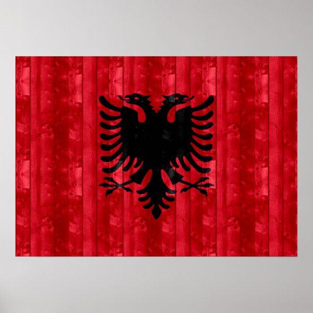 Poster Drapeau albanais en bois (Devant)