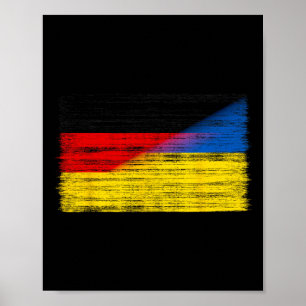 Poster Drapeau Allemagne Ukraine Soutien Allemand Ukraini