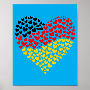 Poster Drapeau allemand Cœur de pion pour les femmes et l