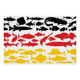 Poster Drapeau allemand fait de poisson - Design de pêche