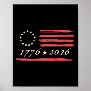 Poster Drapeau américain 13 étoiles Betsy Ross 4 juillet