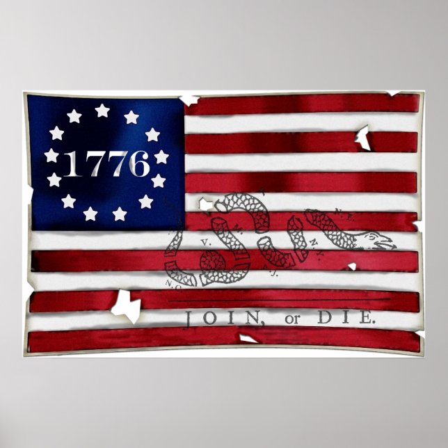 Poster Drapeau américain 1776 (Devant)