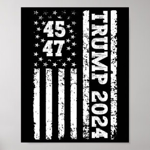 Poster Drapeau américain 2024 Trump 47