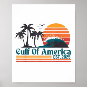 Poster Drapeau Américain 2025 Du Golfe Rétro D'Amérique E