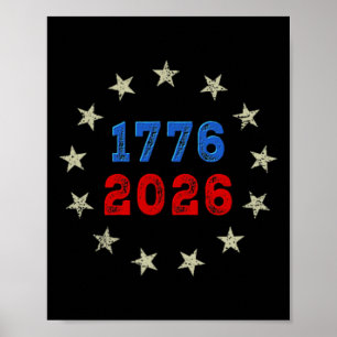 Poster Drapeau américain 250 ans (2 faces) avant et arriè