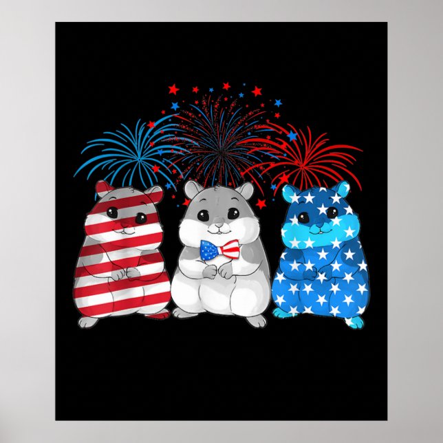 Poster Drapeau américain 4 juillet Joyeux Cochon De Guiné (Devant)