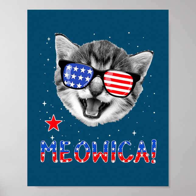 Poster Drapeau américain 4 juillet Meowica (Devant)