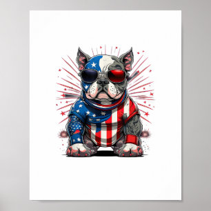 Poster Drapeau américain 4 juillet Patriotic American Bul