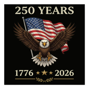 Poster Drapeau américain aigle 250 ans 1776 2026