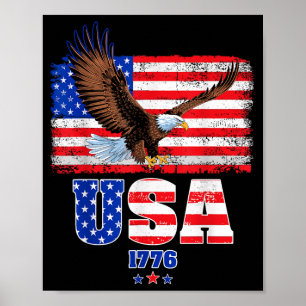 Poster Drapeau Américain Aigle Patriotique Fête de l'Indé