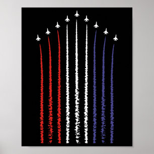 Poster Drapeau américain avec des chasseurs pour le 4 jui
