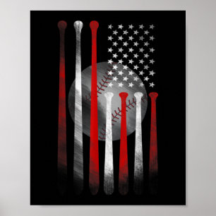 Poster Drapeau américain Baseball Vintage