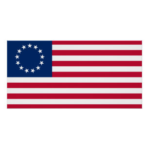 Poster Drapeau américain Betsy Ross