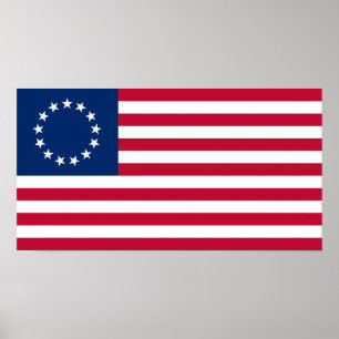 Poster Drapeau américain Betsy Ross