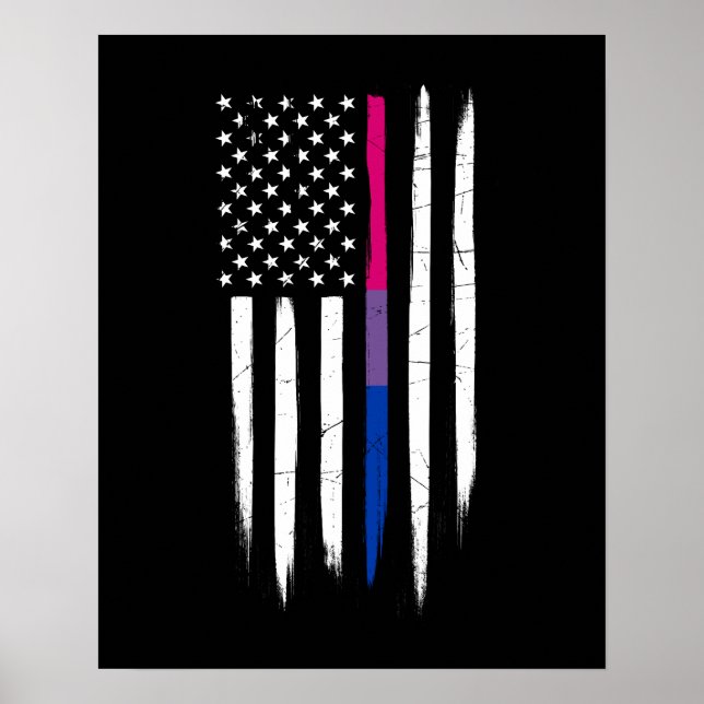 Poster Drapeau américain Bisexual Thin Line (Devant)