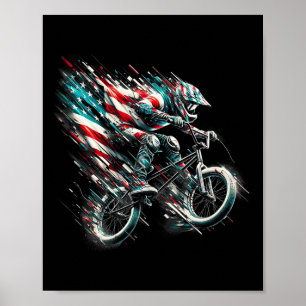 Poster Drapeau américain Bmx Usa - Bmx Vintage en détress