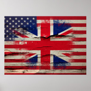 Poster Drapeau américain britannique de la peinture de