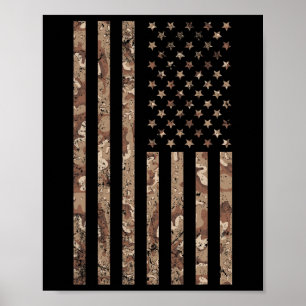 Poster Drapeau américain camouflage militaire 4 juillet F