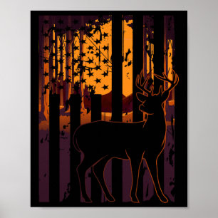Poster Drapeau américain Chasse aux cerfs Cadre Soleil Dr