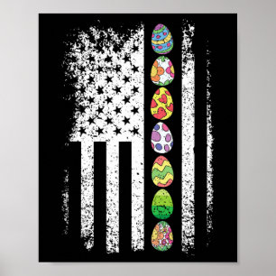 Poster Drapeau américain Chasse aux Oeufs de Pâques Cool 