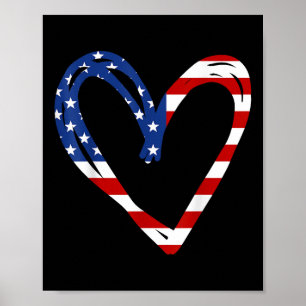 Poster Drapeau américain Coeur Forces armées patriotiques