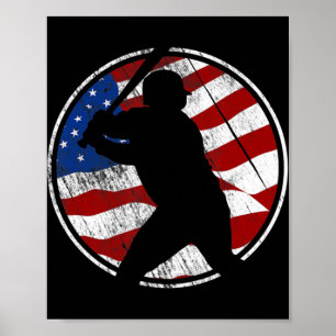 Poster Drapeau américain de baseball - Baseball Vintage