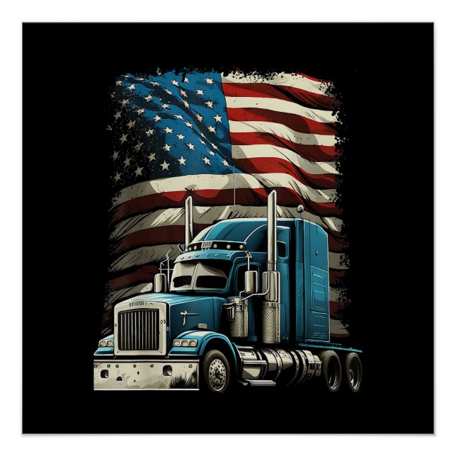 Poster Drapeau américain de camionnette pour voiture patr (Devant)