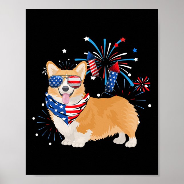 Poster Drapeau américain de chien 4 juillet Hommes femmes (Devant)