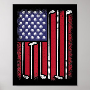 Poster Drapeau américain de golf drôle joueur de golf vin