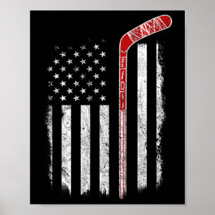 Poster Drapeau américain de hockey