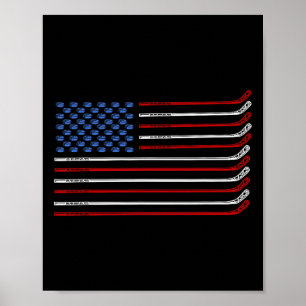 Poster Drapeau américain de hockey 4 juillet USA Patrio