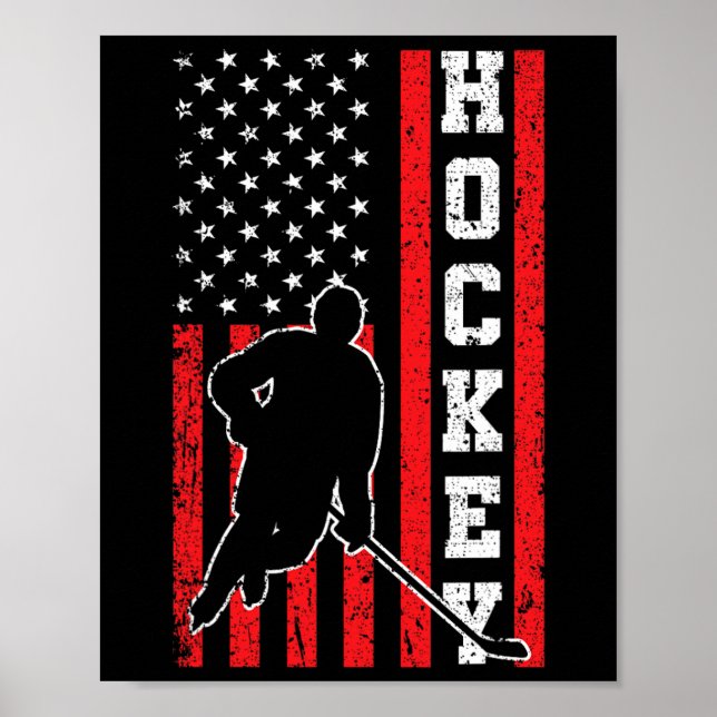 Poster Drapeau américain de hockey garçons 4 juillet Hock (Devant)