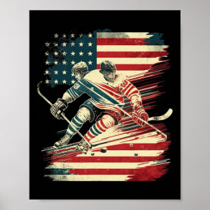 Poster Drapeau américain de hockey patriotique États-Unis