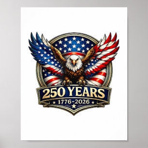 Poster Drapeau américain de l'aigle vintage du 4 juillet