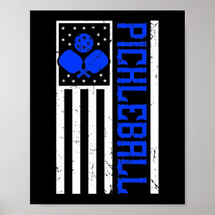 Poster Drapeau américain de Pickleball