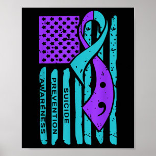Poster Drapeau américain de sensibilisation à la préventi