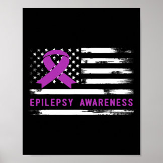 Poster Drapeau américain de sensibilisation à l'épilepsie