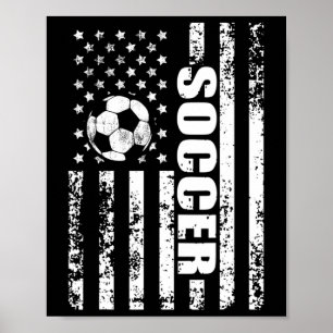 Poster Drapeau américain de soccer de football patriotiqu