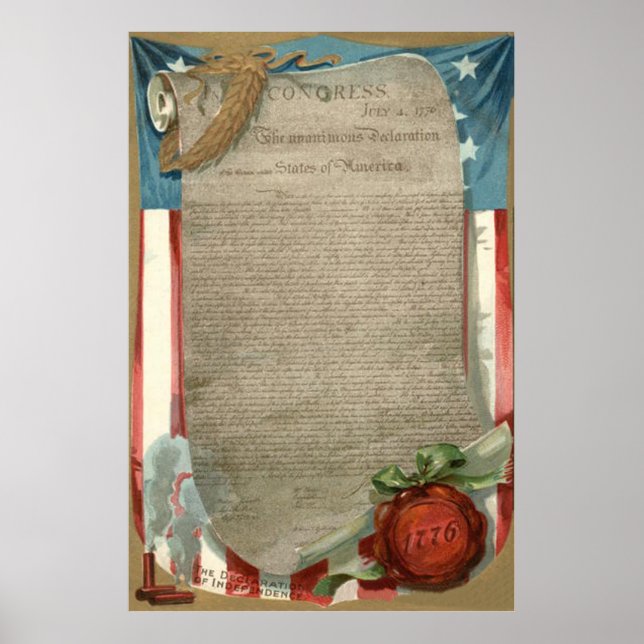 Poster Drapeau américain Déclaration d'indépendance 1776 (Devant)