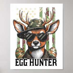 Poster Drapeau Américain Deer Et Camo Casquette Chasseur