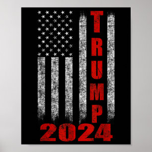 Poster Drapeau américain design Trump 2024